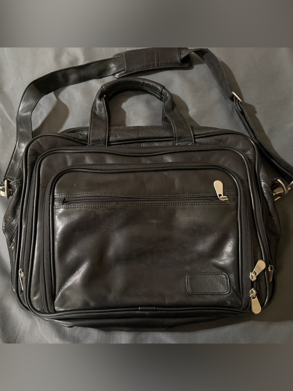 PremiumBag Black Leather Laptop Briefcase Work Bag Messenger Luggage Sleeve